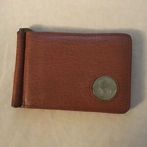 Rare authentic american bison bi-fold wallet with push down clip